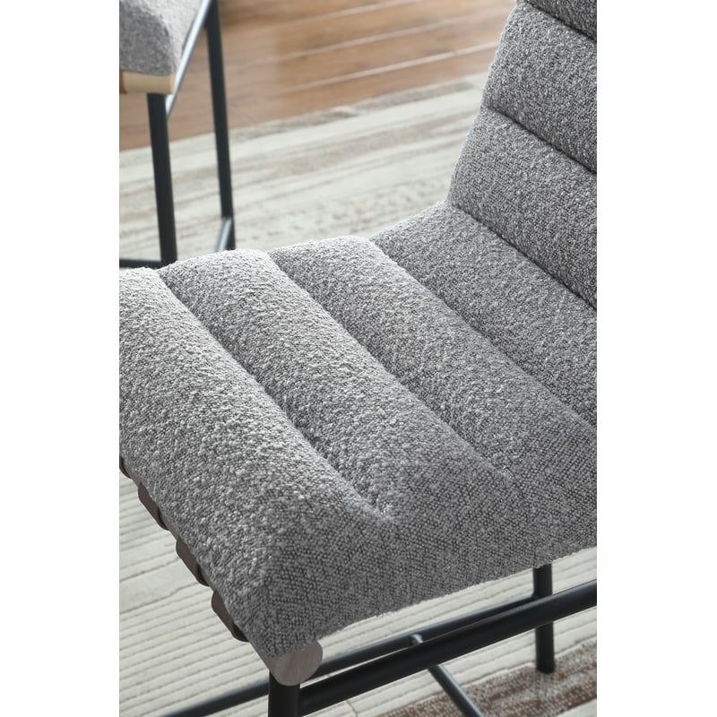 Pemberly Row Set of 2 26-in Counter Stools in Gray Boucle with Iron Legs