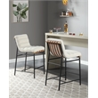 Pemberly Row Set of 2 26-in Counter Stools in White Boucle with Iron Legs