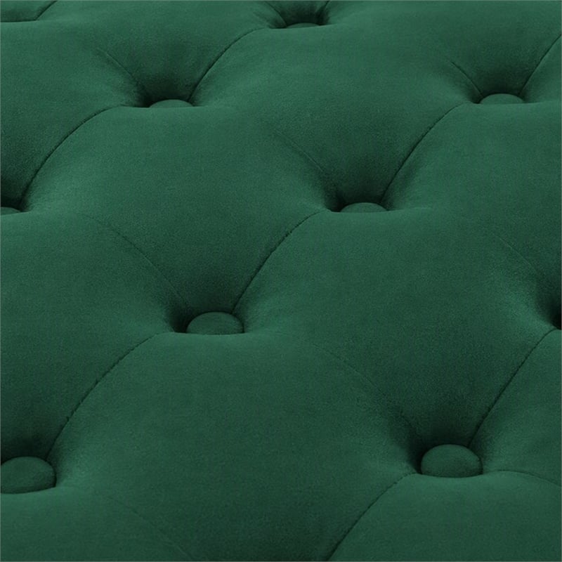 Pemberly Row Button Tufted Upholstered Velvet Ottoman in Green