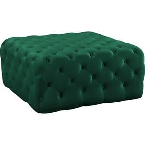 Pemberly Row Button Tufted Upholstered Velvet Ottoman in Green