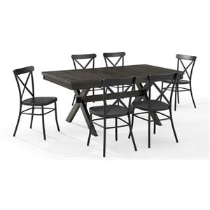 Pemberly Row 7-Piece Farmhouse Dining Set with Table & Camille Chairs