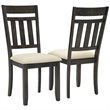 Pemberly Row Wood Slat Back Dining Side Chair in Slate Finish (Set of 2)