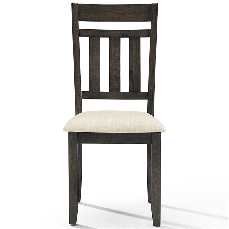 Pemberly Row Wood Slat Back Dining Side Chair in Slate Finish (Set of 2)