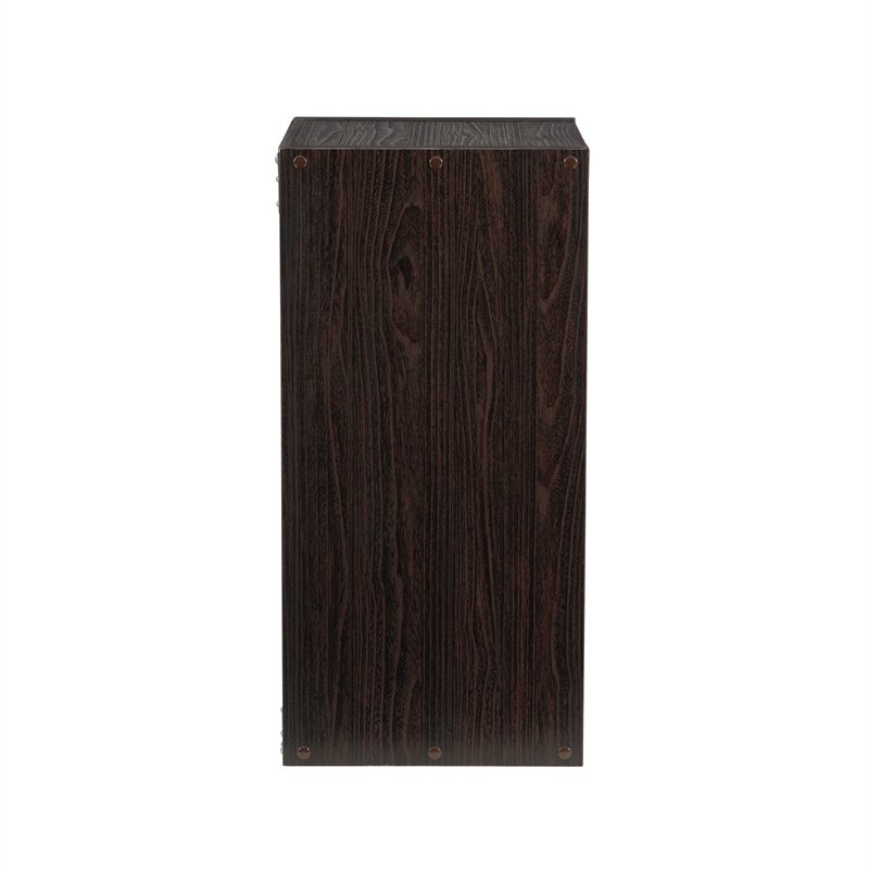 Pemberly Row Two Cubby Open Back Storage Cabinet in Espresso Finish