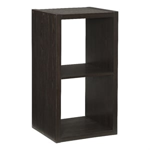 Pemberly Row Two Cubby Open Back Storage Cabinet in Espresso Finish