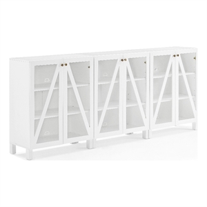 Pemberly Row 3-Piece MDF Wood Media Storage Cabinet Set in White