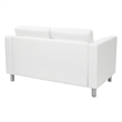 Pemberly Row Loveseat with Dillon Snow White Faux Leather and Silver Legs