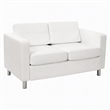 Pemberly Row Loveseat with Dillon Snow White Faux Leather and Silver Legs
