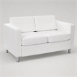Pemberly Row Loveseat with Dillon Snow White Faux Leather and Silver Legs