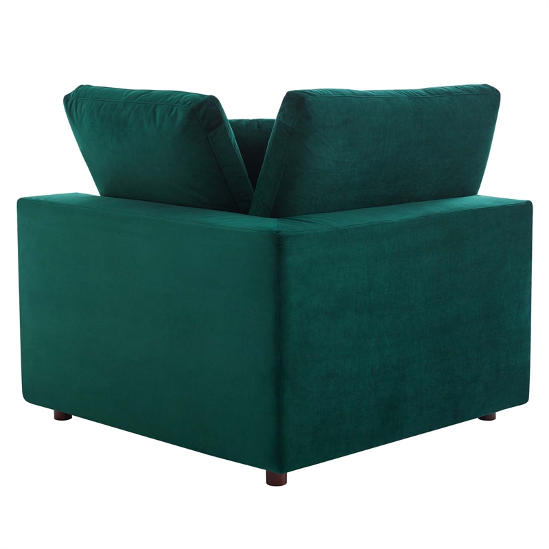 Pemberly Row Velvet Loveseat with Down-Filled Cushions in Green