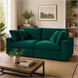 Pemberly Row Velvet Loveseat with Down-Filled Cushions in Green