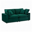Pemberly Row Velvet Loveseat with Down-Filled Cushions in Green