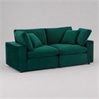 Pemberly Row Velvet Loveseat with Down-Filled Cushions in Green