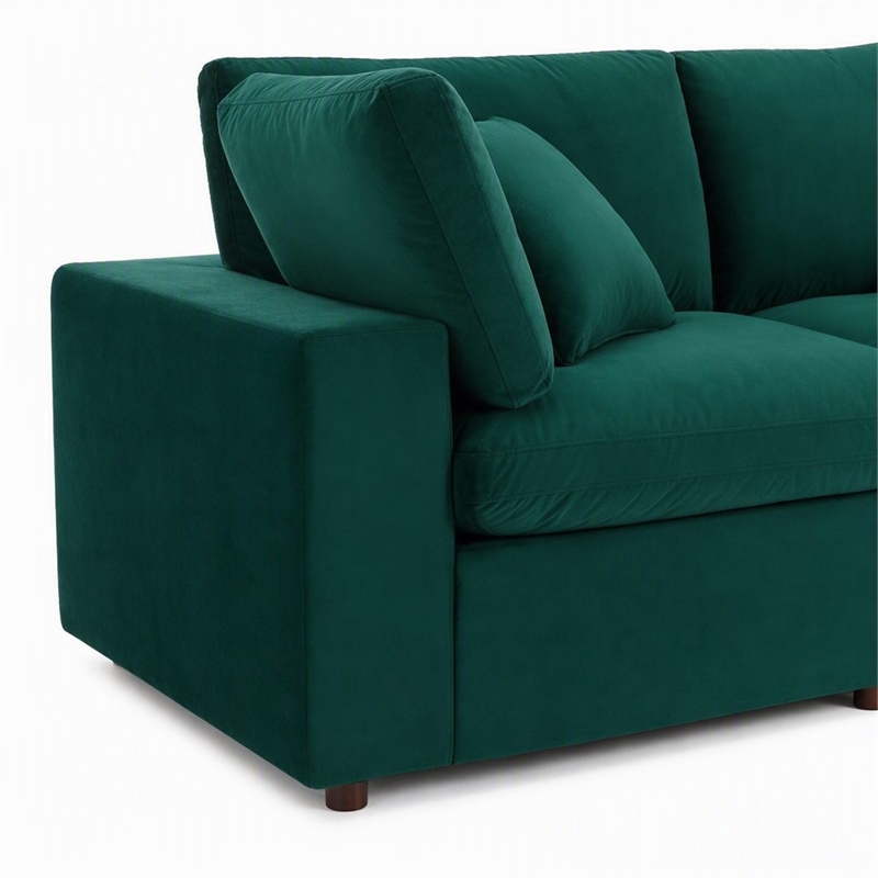 Pemberly Row Velvet Loveseat with Down-Filled Cushions in Green