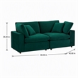 Pemberly Row Velvet Loveseat with Down-Filled Cushions in Green