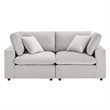 Pemberly Row Down Filled Performance Velvet Loveseat in Light Gray