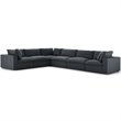 Pemberly Row 6-Piece Gray Polyester Sectional Sofa with Down Cushions