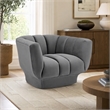 Pemberly Row Velvet Polyester Armchair in Gray with Tufted Channels