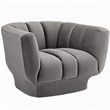Pemberly Row Velvet Polyester Armchair in Gray with Tufted Channels