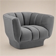 Pemberly Row Velvet Polyester Armchair in Gray with Tufted Channels