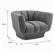 Pemberly Row Velvet Polyester Armchair in Gray with Tufted Channels