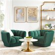 Pemberly Row Channel Tufted Velvet Armchairs in Green (Set of 2)