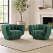 Pemberly Row Channel Tufted Velvet Armchairs in Green (Set of 2)