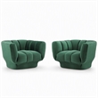 Pemberly Row Channel Tufted Velvet Armchairs in Green (Set of 2)