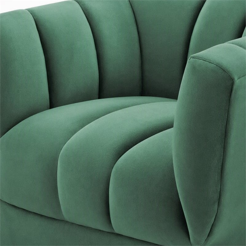 Pemberly Row Channel Tufted Velvet Armchairs in Green (Set of 2)