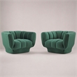 Pemberly Row Channel Tufted Velvet Armchairs in Green (Set of 2)