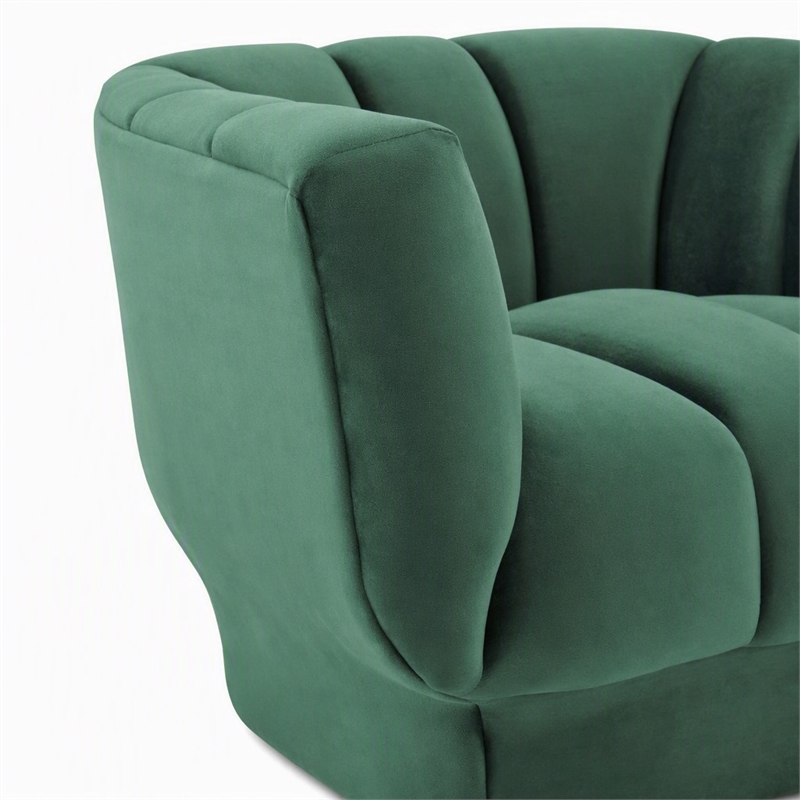 Pemberly Row Channel Tufted Velvet Armchairs in Green (Set of 2)