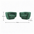 Pemberly Row Channel Tufted Velvet Armchairs in Green (Set of 2)
