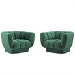 Pemberly Row Channel Tufted Velvet Armchairs in Green (Set of 2)