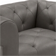 Pemberly Row Tufted Leather Armchairs in Gray with Steel Frame (Set of 2)
