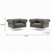 Pemberly Row Tufted Leather Armchairs in Gray with Steel Frame (Set of 2)