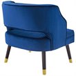 Pemberly Row Button Tufted Velvet Armchair with Wooden Legs in Navy
