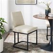 Pemberly Row Sled Base Dining Side Chair in Black and Beige Fabric