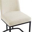 Pemberly Row Sled Base Dining Side Chair in Black and Beige Fabric