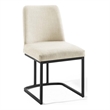 Pemberly Row Sled Base Dining Side Chair in Black and Beige Fabric