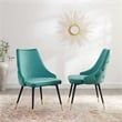 Pemberly Row Modern Velvet Dining Side Chairs in Teal & Gold (Set of 2)