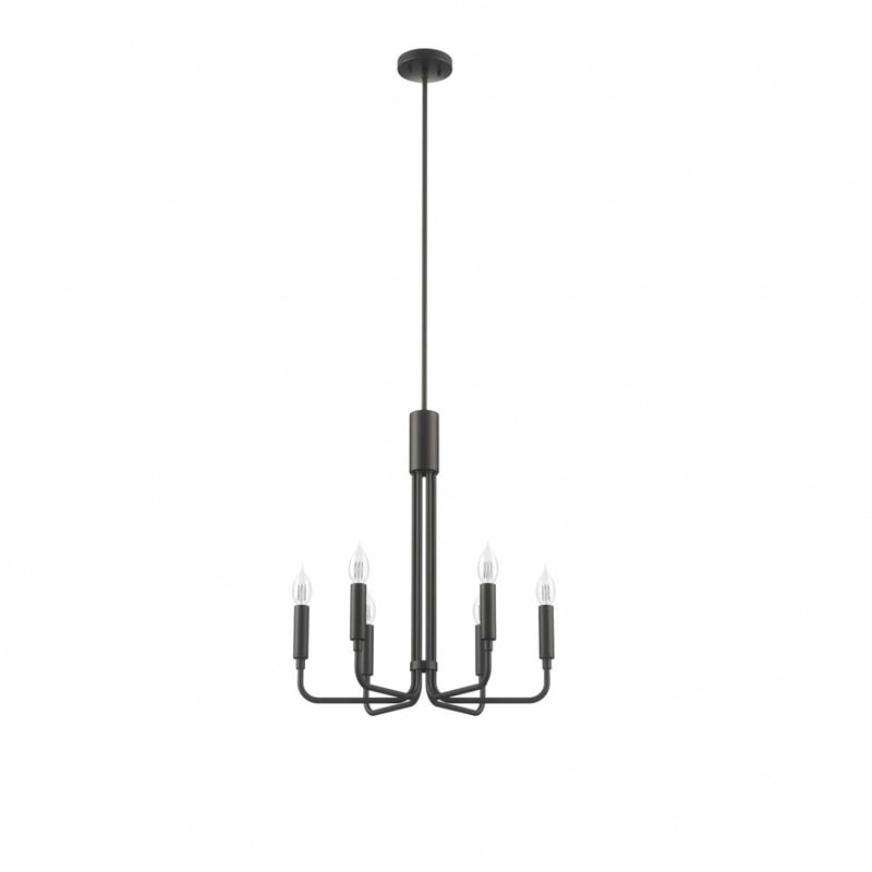 Pemberly Row 6-Light Modern Iron Metal Chandelier in Black Finish