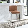 Pemberly Row Metal and Wood Counter Stool in Brown and Black