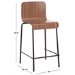 Pemberly Row Metal and Wood Counter Stool in Brown and Black