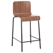 Pemberly Row Metal and Wood Counter Stool in Brown and Black