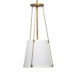 Pemberly Row 1-Light Metal and Linen Pendant in Brass/Off White