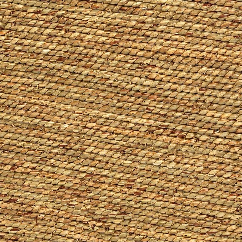 Pemberly Row Handwoven Rattan & Tempered Glass Side Table in Natural Finish