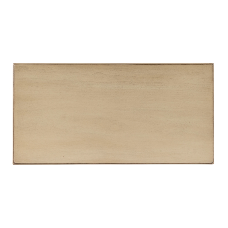 Pemberly Row Marcus Wood Side Table with Storage in Antique Beige Finish