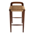 Pemberly Row Luna Wood and Jute Woven Counter Stool in Brown Finish