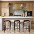 Pemberly Row Luna Wood and Jute Woven Counter Stool in Brown Finish