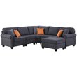 Pemberly Row Woven Fabric U-Shaped Sectional Sofa in Dark Gray